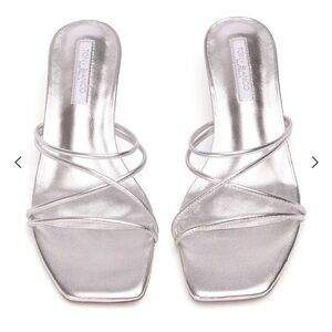 Tony Bianco Alicia Silver Nappa Metallic Mules